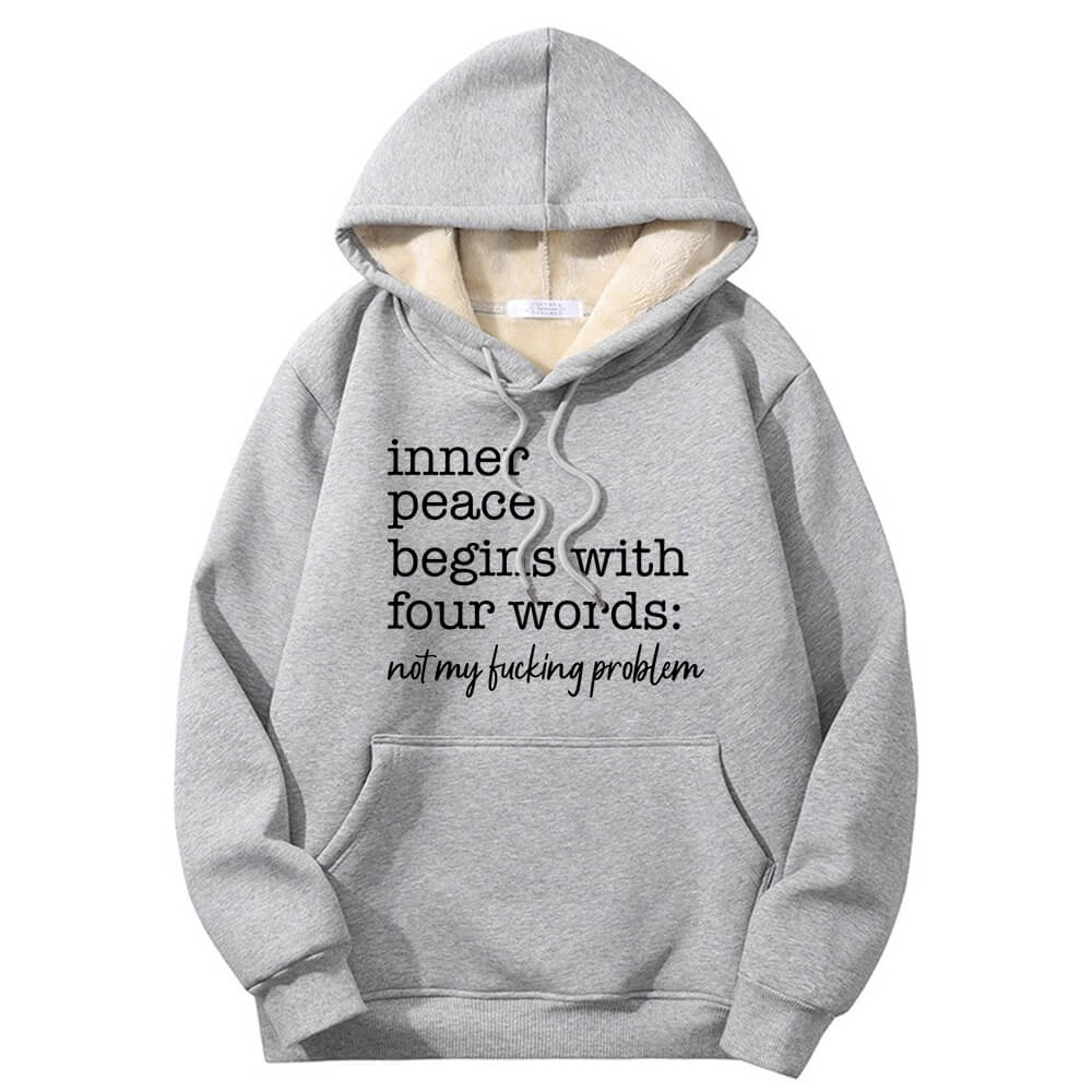 Multicolor Inner Peace Begins Warm Fleece Sherpa Lined Hoodie