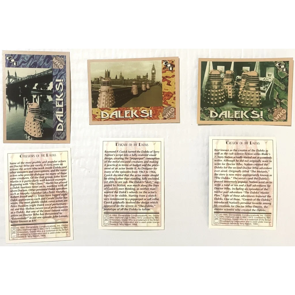 Rare 1990s Doctor Who Dalek Trading Cards for Collectors