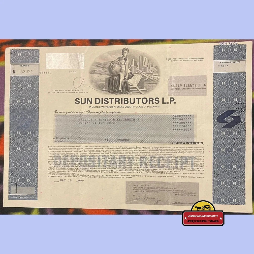 Rare Vintage Sun Distributors Stock Certificates From Energy Giants