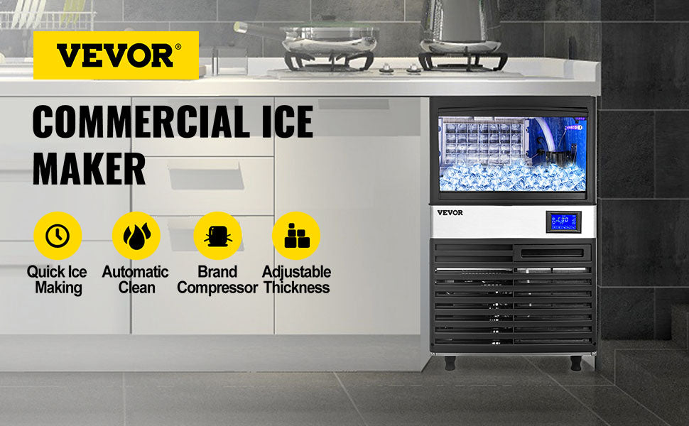 VEVOR Commercial Cube Ice Maker with Water Drain Pump 50/60/70 KG/24H Freestanding LCD Touch Screen Liquid Freezer Ice Machine - Premium  from Lizard Vigilante - Just $895.99! Shop now at Lizard Vigilante