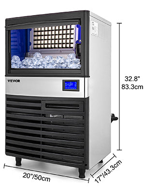 VEVOR Commercial Cube Ice Maker with Water Drain Pump 50/60/70 KG/24H Freestanding LCD Touch Screen Liquid Freezer Ice Machine - Premium  from Lizard Vigilante - Just $895.99! Shop now at Lizard Vigilante