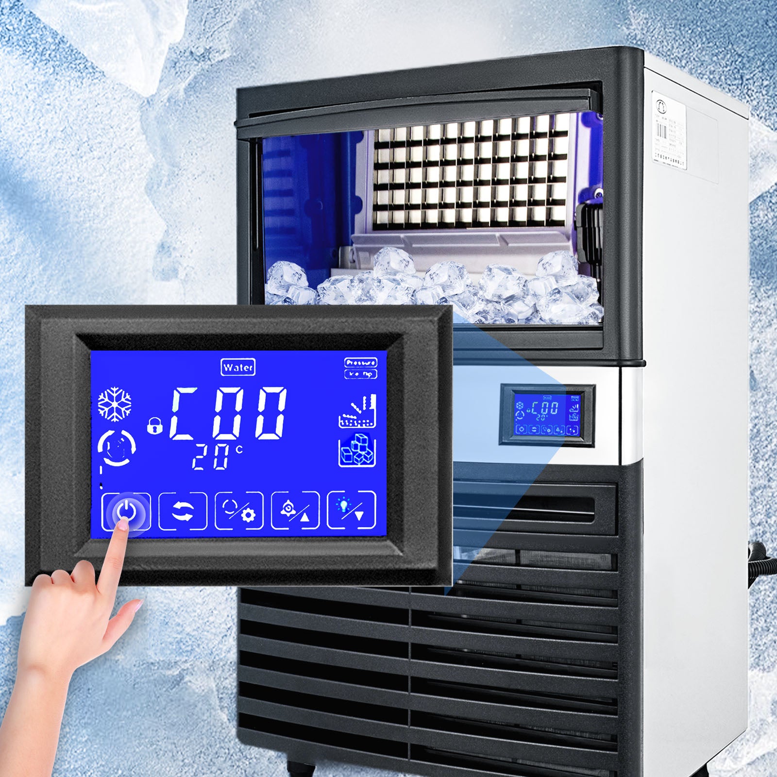 VEVOR Commercial Cube Ice Maker with Water Drain Pump 50/60/70 KG/24H Freestanding LCD Touch Screen Liquid Freezer Ice Machine - Premium  from Lizard Vigilante - Just $895.99! Shop now at Lizard Vigilante