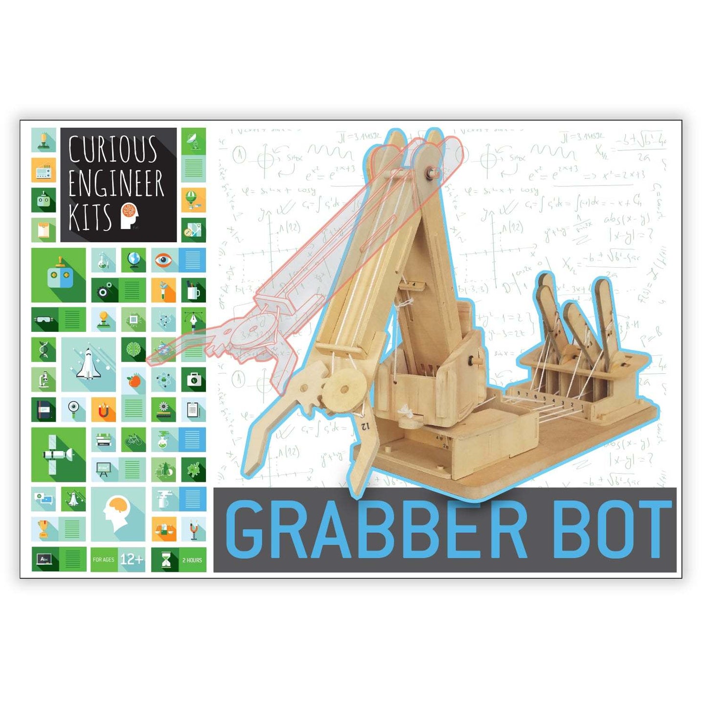Make a Grabber Bot Kit | 3d wooden model | Facts & easy instructions included | Curious Engineer Kit