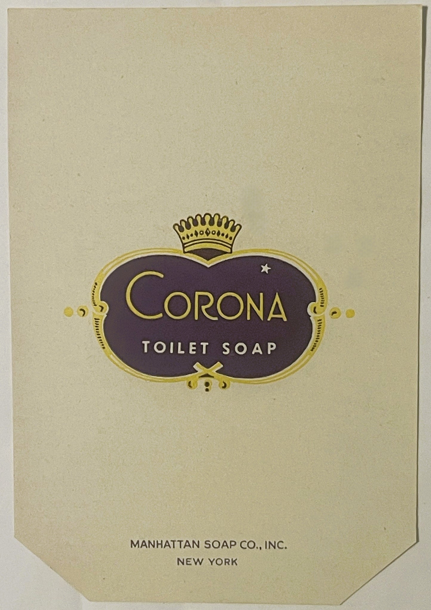 🧼 Antique Corona Toilet Soap Label (Circa 1895–1905) | Manhattan Soap Co. New York