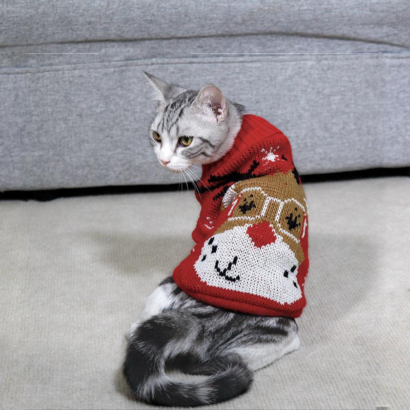 Cozy Christmas Pet Sweater: Festive Knitted High Collar Clothes For Dogs And Cats