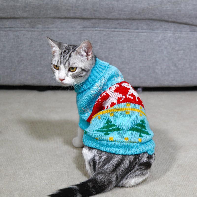 Cozy Christmas Pet Sweater: Festive Knitted High Collar Clothes For Dogs And Cats