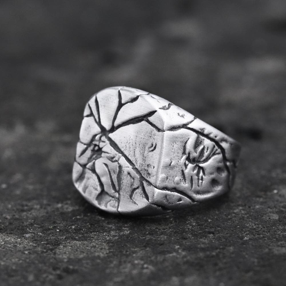 Cracked Stone Texture Stainless Steel Ring