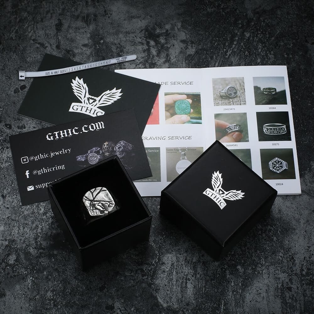 Cracked Stone Texture Stainless Steel Ring