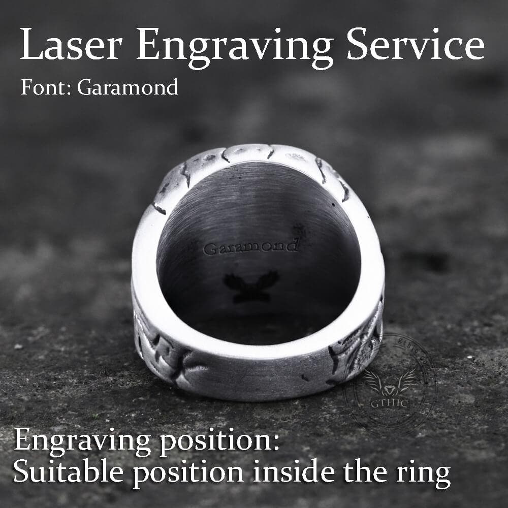 Cracked Stone Texture Stainless Steel Ring