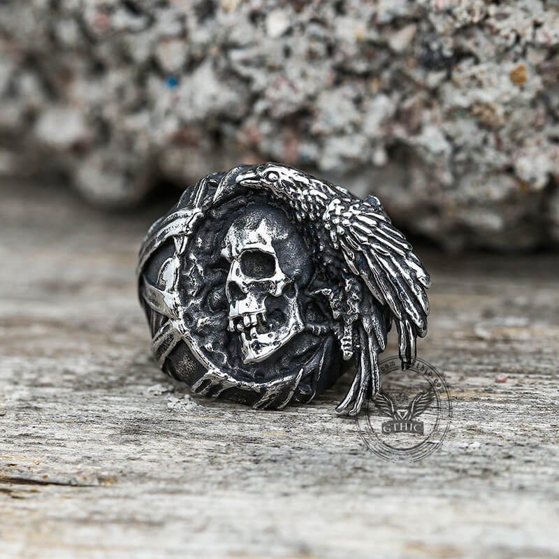 Crow Stainless Steel Skull Ring