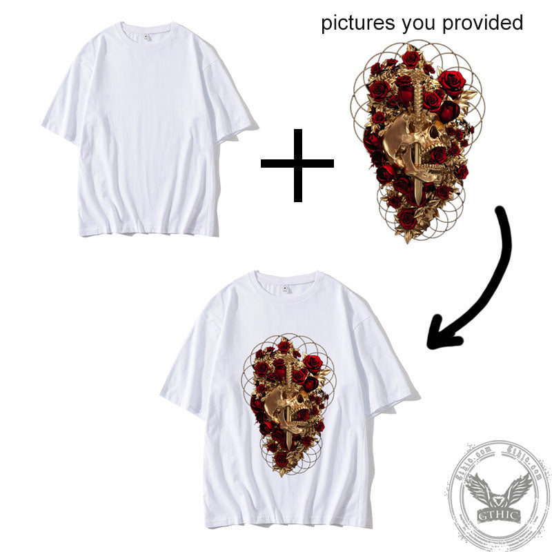 Custom Print Cotton Drop Shoulder T-shirt