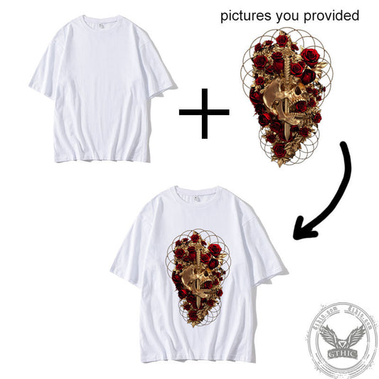 Custom Print Cotton Drop Shoulder T-shirt