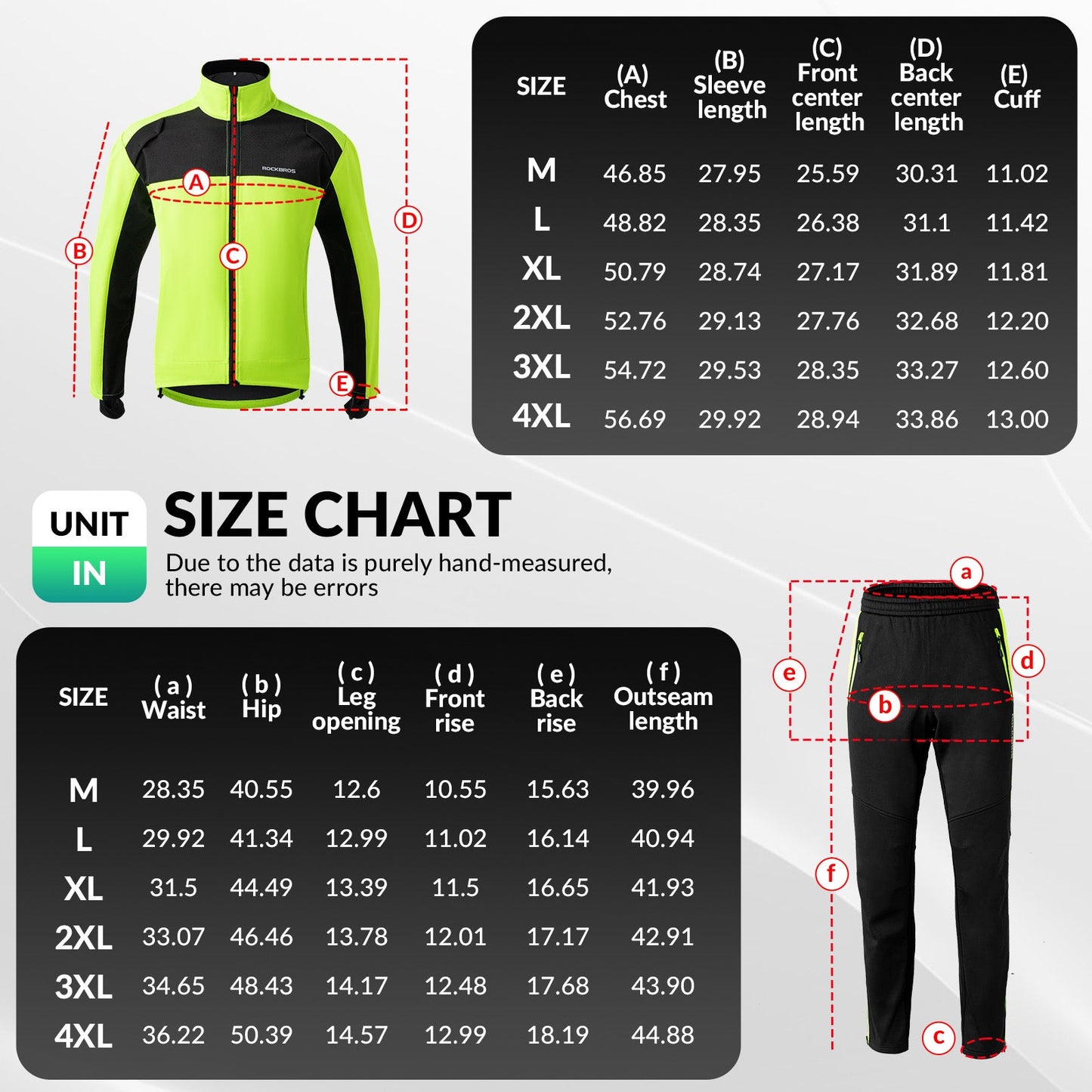 Cycling Jacket Pants Winter Suit Fluorescent Green