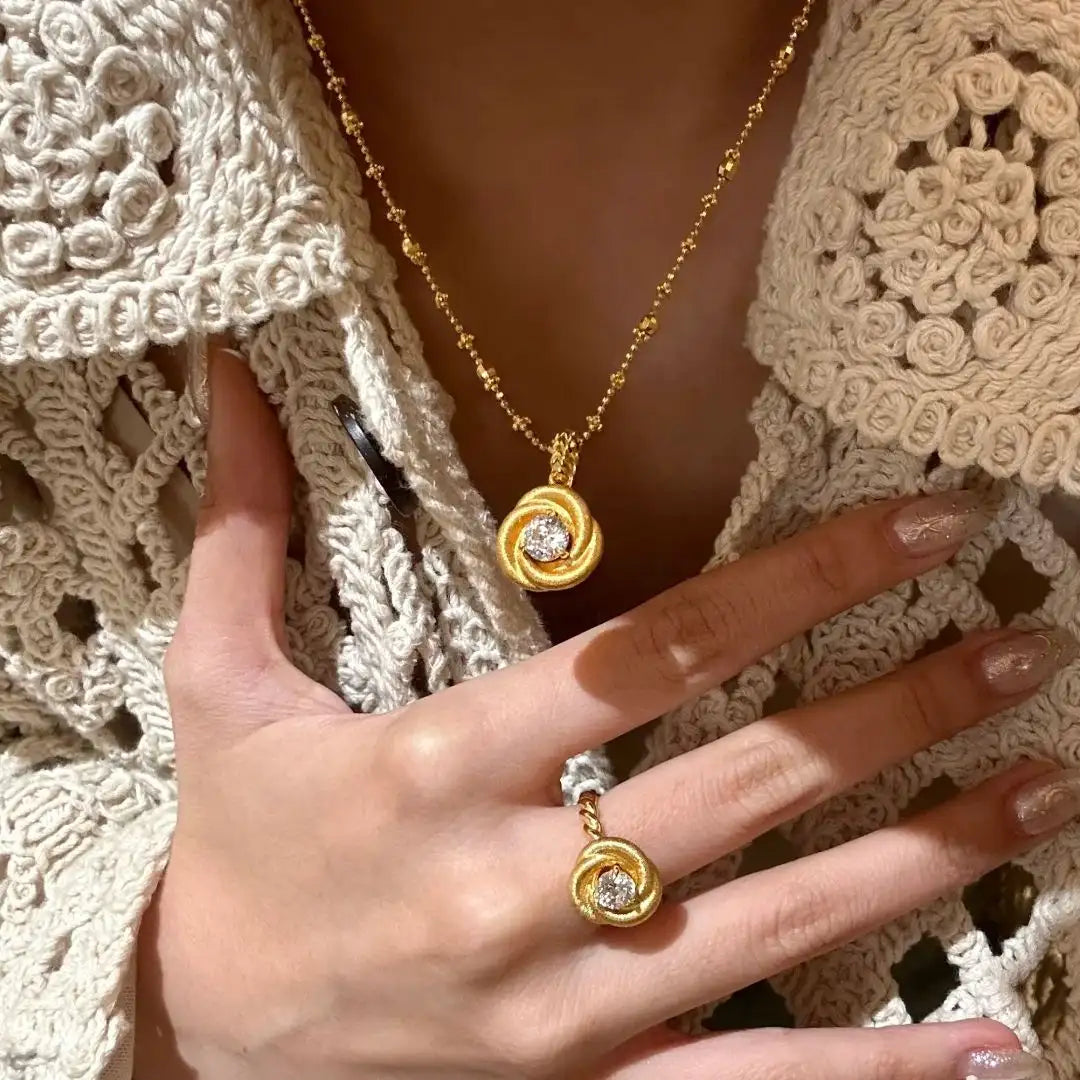 Romantic Eternal Love Mobius Brushed Rose Pendant