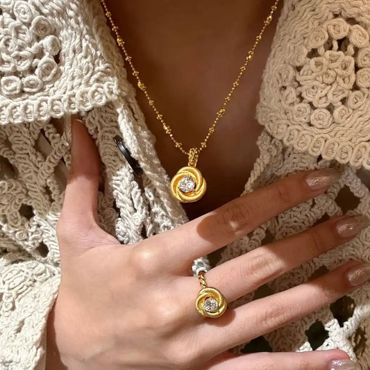 Romantic Eternal Love Mobius Brushed Rose Pendant