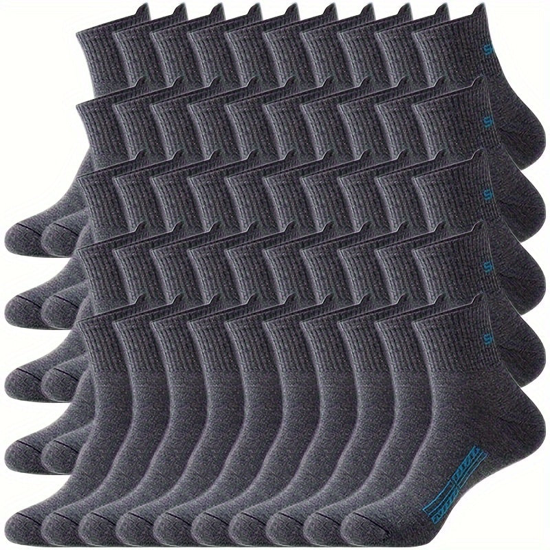 50 Pairs Of Men's Mid Crew Sport Socks, Sweat-absorbing Comfy Breathable Socks For Men's Basketball Training, Running Outdoor Activities