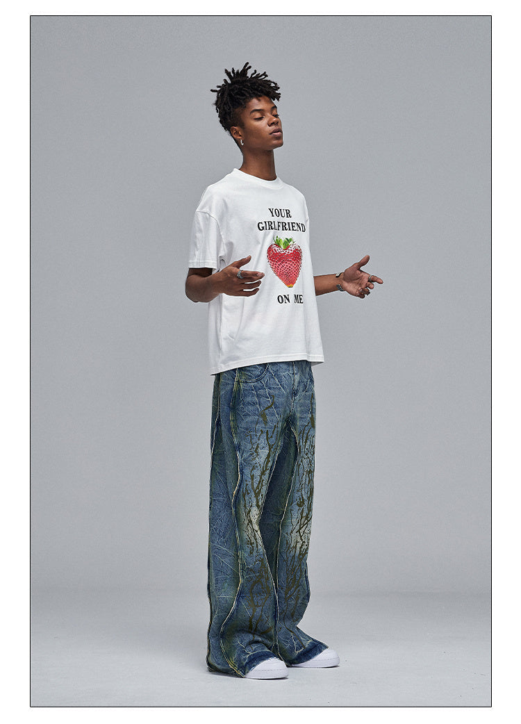 American Street Dirtyfit Heavy Industry Washed Distressed Wide Leg Jeans Design Sense