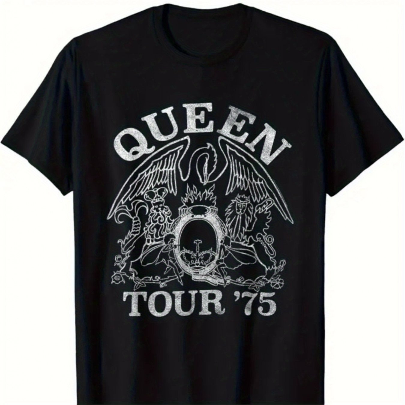 Queen Official 1975 Concert Tour Badge T-shirt – Men’s Classic Cotton Crew Neck Tee, Vintage Rock Band Apparel - Premium T-Shirt from Lizard Vigilante - Just $24.99! Shop now at Lizard Vigilante