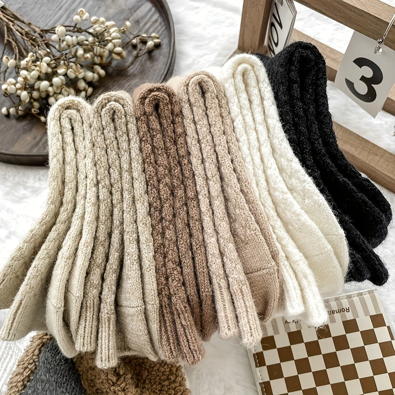 Women’s Plaid Fuzzy Socks - 6-Pair Value Pack | Comfortable, Stretchy, & Chic Mid-Tube Hosiery