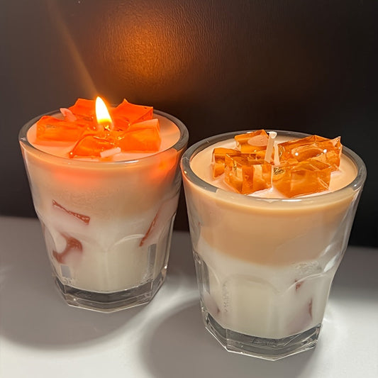 1pc, 300g Caramel Latte Scented Candle, Handcrafted Soy Wax, Indoor Use, Crystal Accents, Oval Shape, Aromatherapy, Perfect for Home Decor, Suitable for Christmas, Halloween, Easter, Hanukkah, Thanksgiving, 0.26-2.64gal Capac