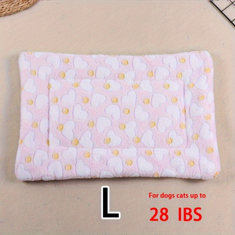 All-Season Dirt-Resistant Rectangular Pet Blanket - Comfortable Dog Paw Heart Print Pet Bed, 1pc