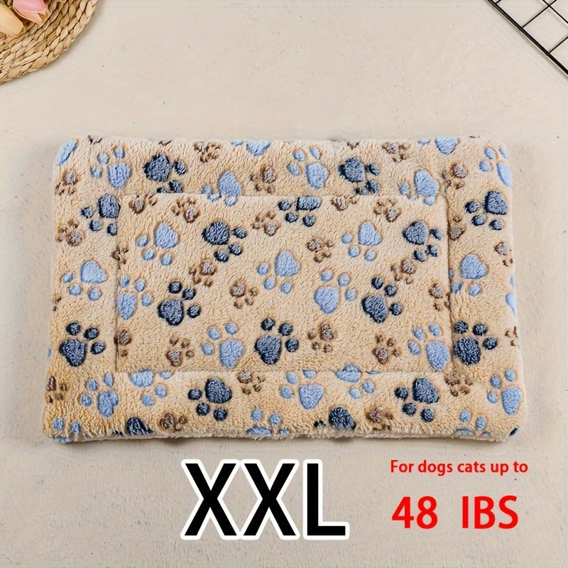 All-Season Dirt-Resistant Rectangular Pet Blanket - Comfortable Dog Paw Heart Print Pet Bed, 1pc