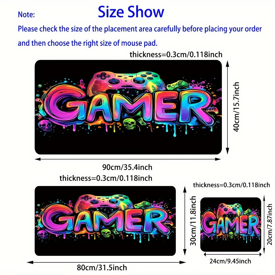 Extra-Large Gaming Mouse Pad with UV Black Light Feature - Non-Slip, Washable Rubber Base, Game Console Design Desk Mat for Gamers and Office Use