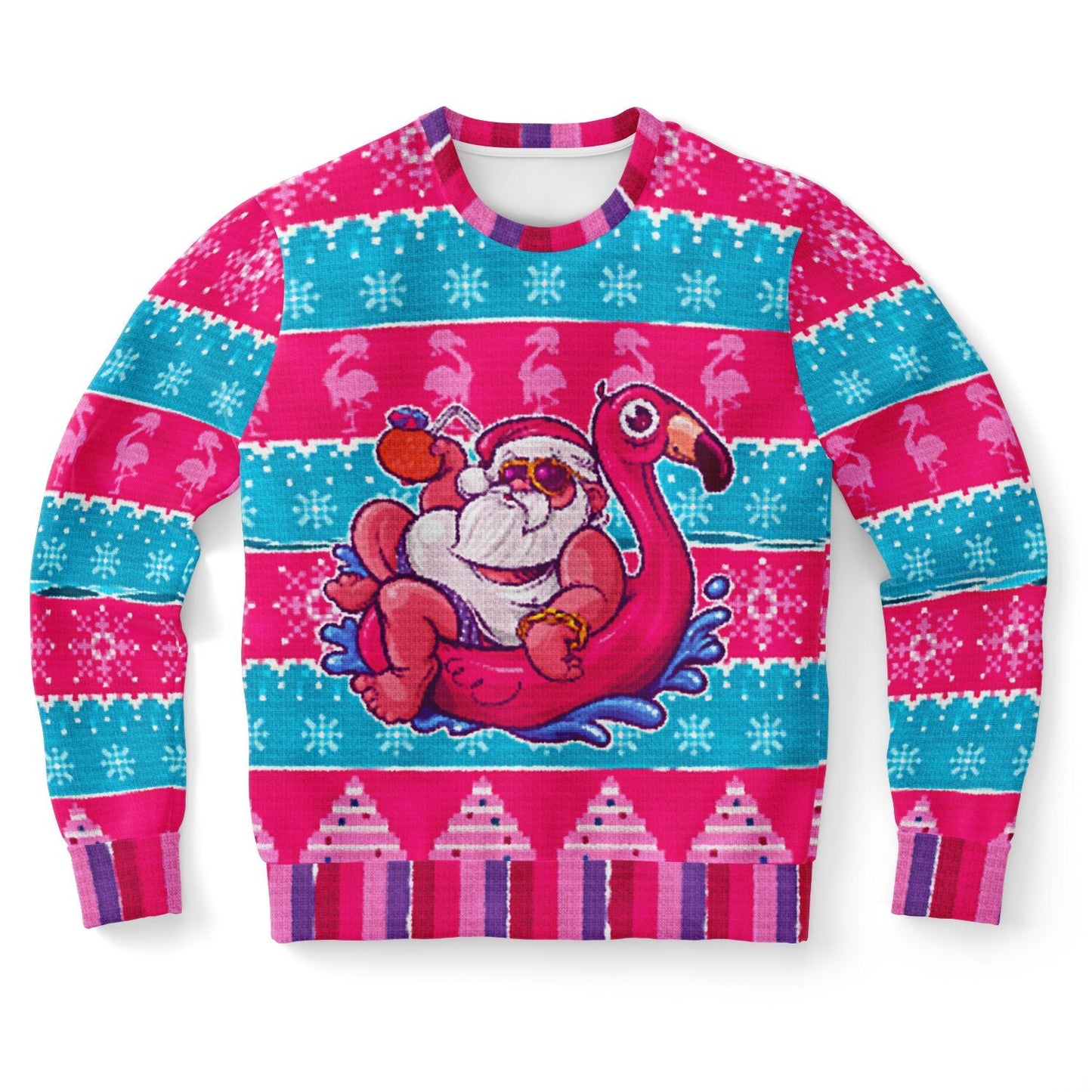 Relaxin' Santa Flamingo Ugly Christmas Sweatshirt
