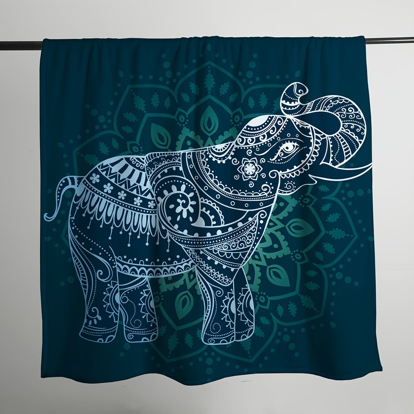 1pc Boho Elephant Printed Blanket, Gift Blanket For Couch Bed Sofa Car Camping Travelling, Blanket Suitable For All Seasons