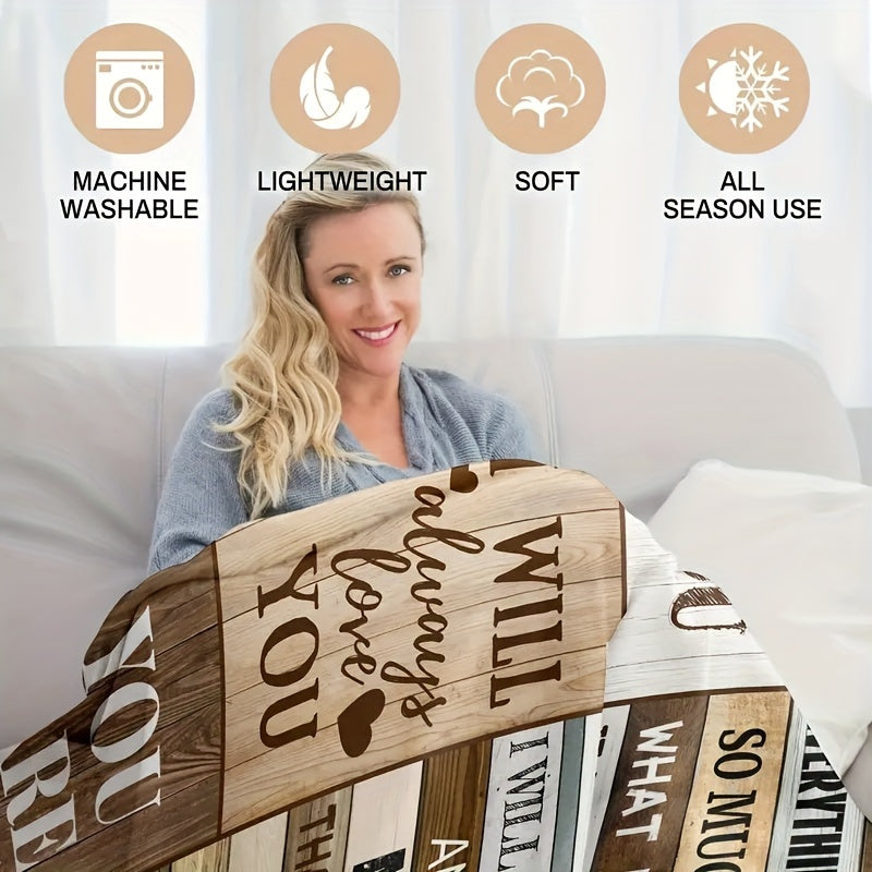 1pc Letter Flannel Blanket, To My Dad Throw Blanket, Warm Cozy Soft Blanket For Couch Bed Sofa Office Camping