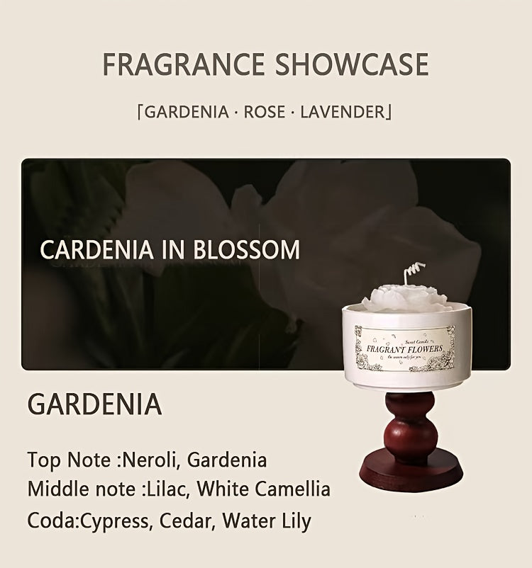 Luxury Soy Wax Scented Candle - 5.3oz Rose, Lavender, Gardenia | Elegant Gift Box for Christmas, Birthdays & Graduations | Home Decor with Ceramic Container & Wooden Base