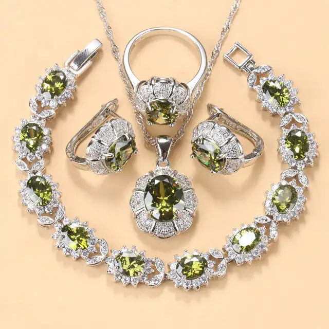Earrings Necklace And Ring For Women 4 PCs Set