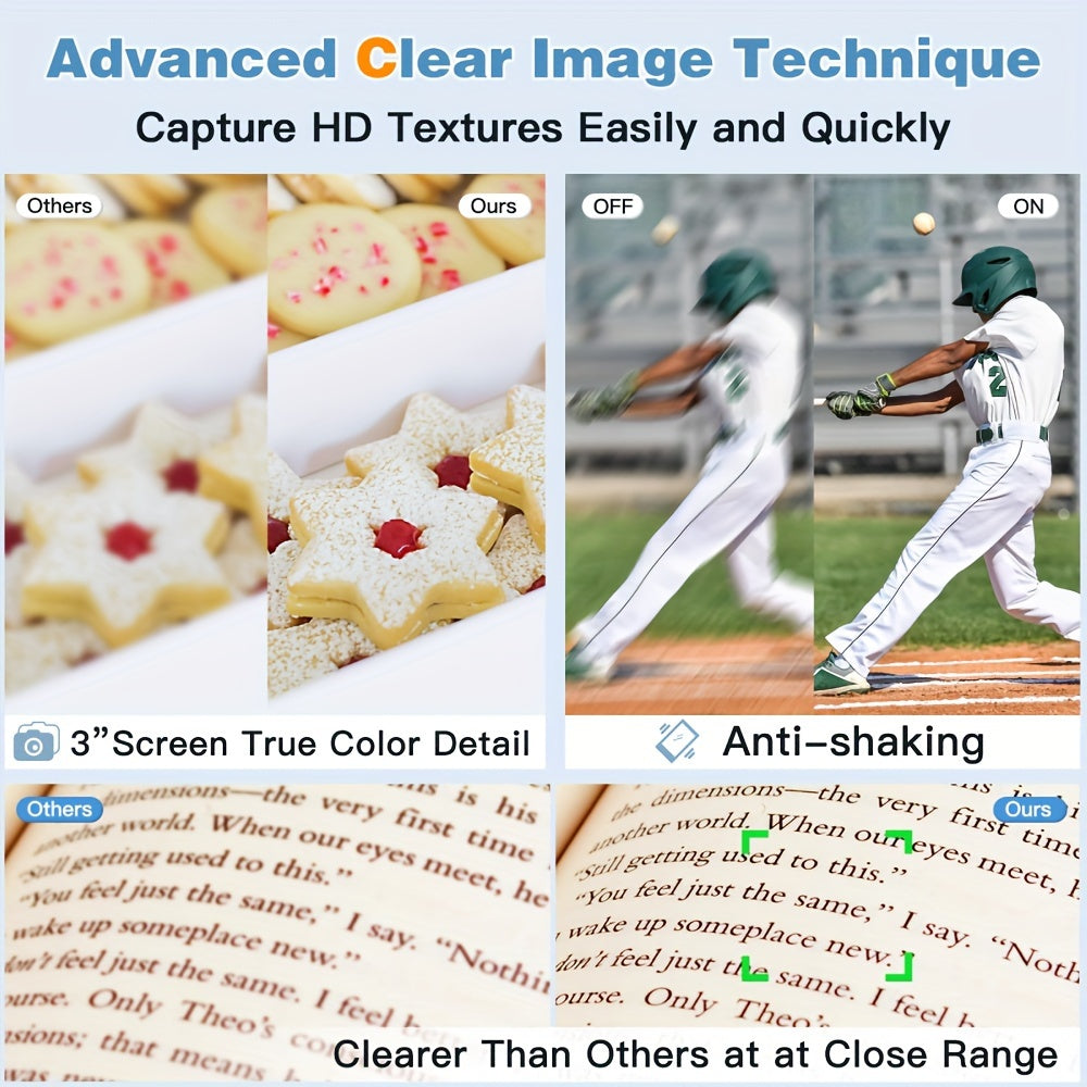 "4K Digital Camera with 48MP, 3"" Flip Screen, Autofocus, Anti-Shake, 16x Zoom for Photography and Video"