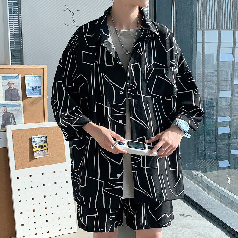 Shirt Five-point Pants Ice Silk Suit