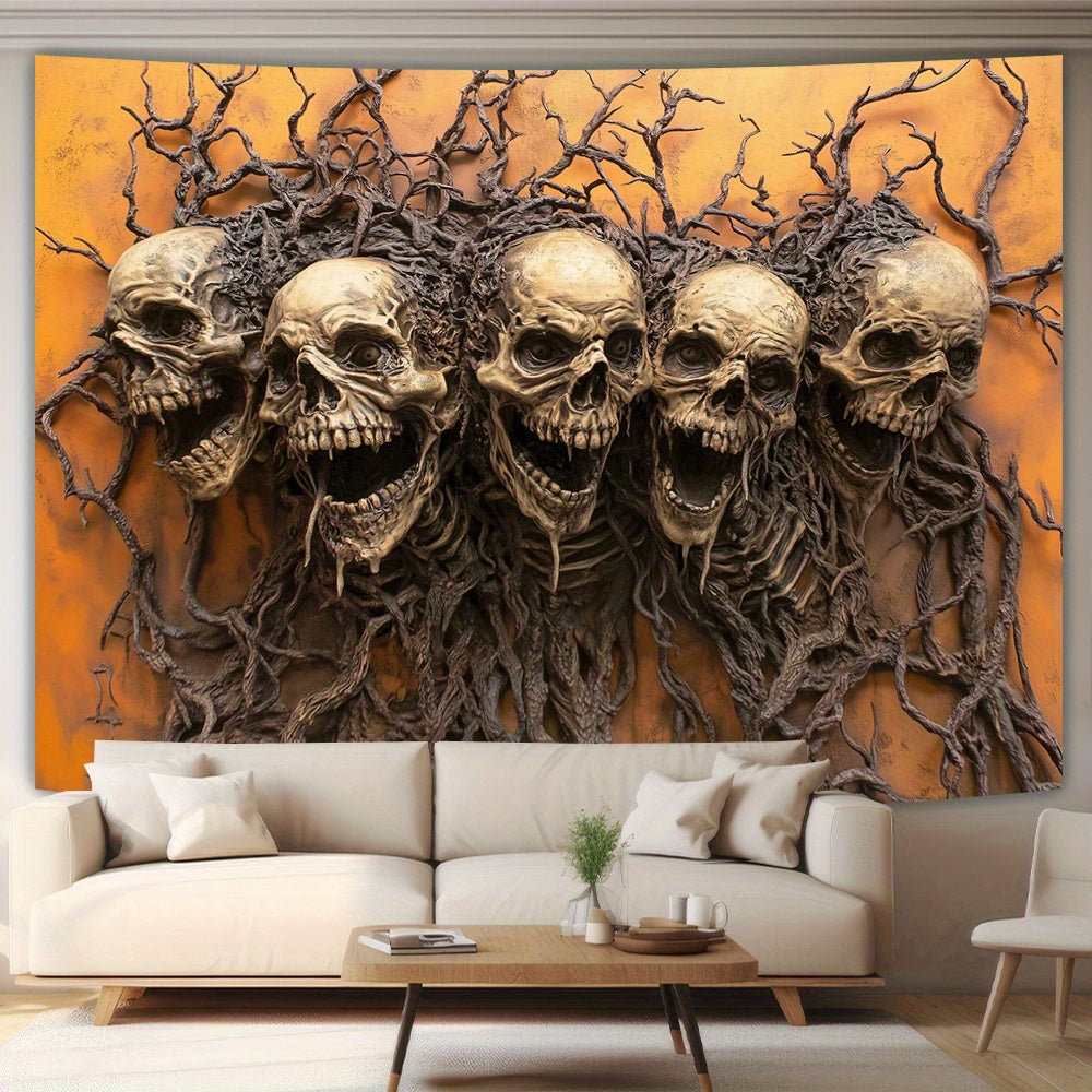 3D Skull & Branch Tapestry - Stunning Visual Art for Living Room, Bedroom, Office | Creative Decor Gift - Premium banner from Lizard Vigilante - Just $21.99! Shop now at Lizard Vigilante