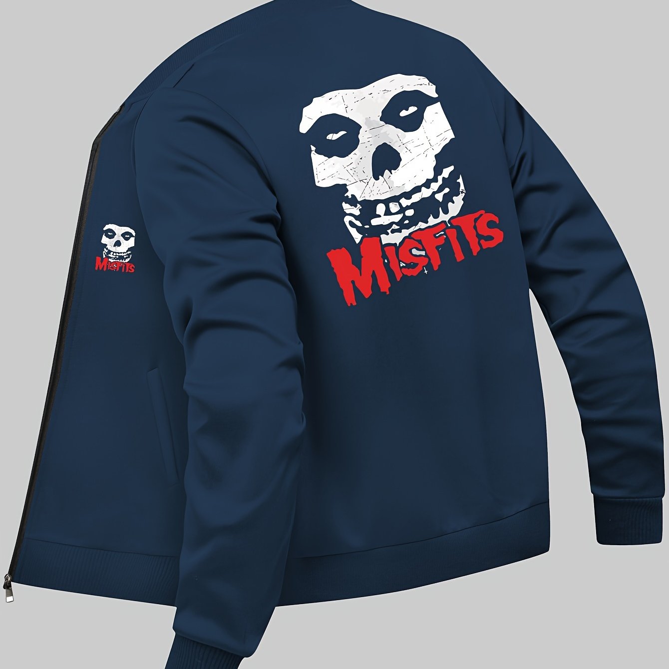 The Misfits Skull Logo Men’s Bomber Jacket – Iconic Punk Rock Outerwear with Pockets & Zip-Up Baseball Collar - Premium jacket from Lizard Vigilante - Just $39.93! Shop now at Lizard Vigilante