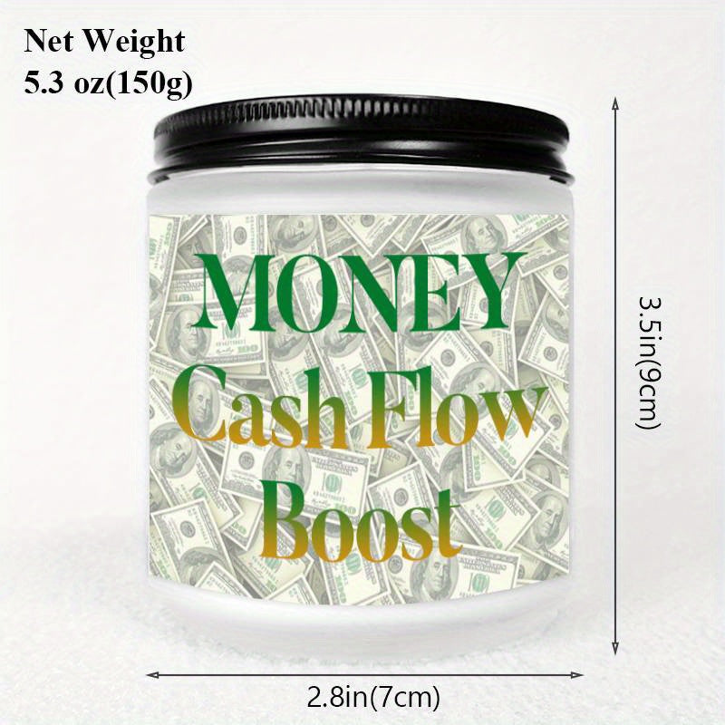1pc 5. 3Oz Money Cash Flow Boost Scented Candle Soybean Wax Gift Idea For Women Men Adult Bestie Coworker Husband Wife Him Her Son Daughter Dad Mum Sister Brother Family On Birthday Xmas New Year Funny Unique Essential Home D