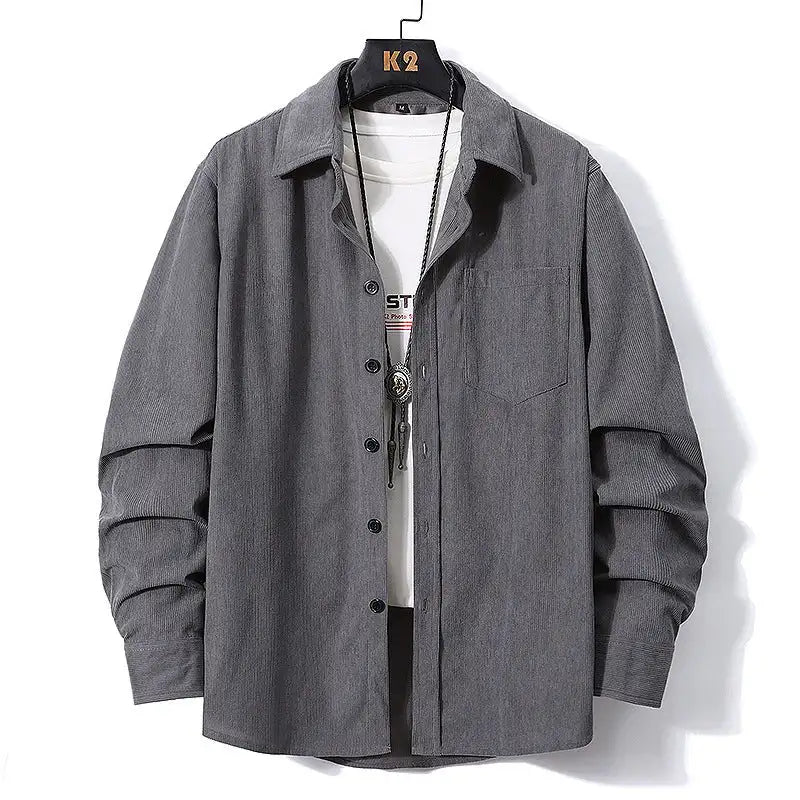 European Size Long Sleeve Shirt Men's Corduroy
