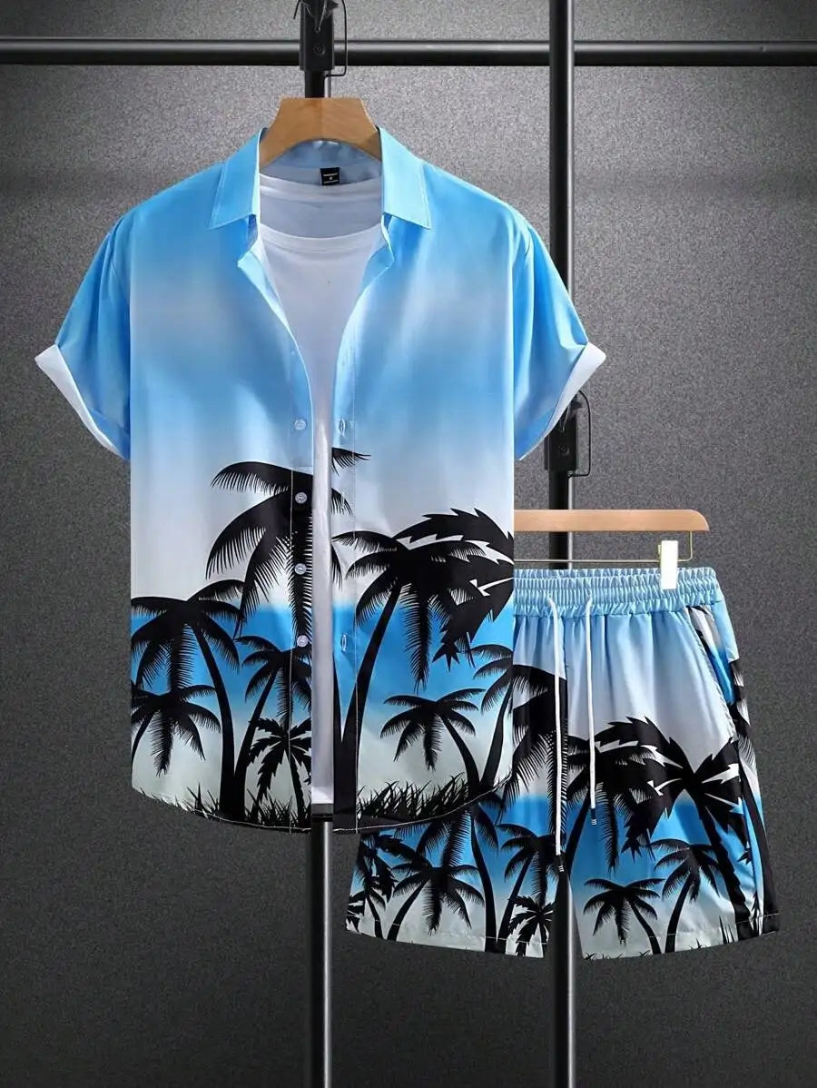3D Digital Printing Men's Casual Loose Shirt Shorts