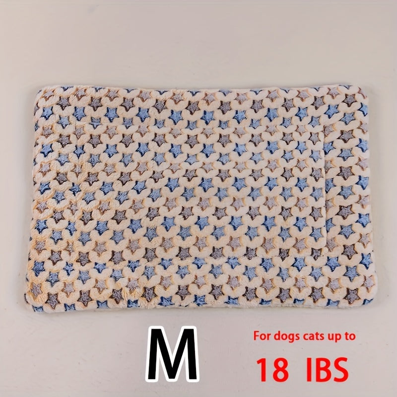 All-Season Dirt-Resistant Rectangular Pet Blanket - Comfortable Dog Paw Heart Print Pet Bed, 1pc