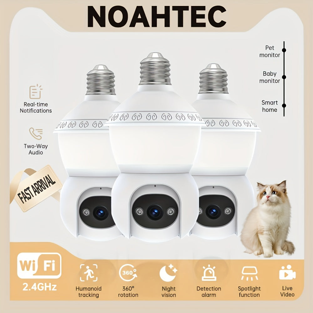 4MP Light Bulb Security Camera | 5G2.4G HD Camera | Wireless | 360-degree Night Vision, AI Body Detection, Two-way Calls, Continuous Recording
