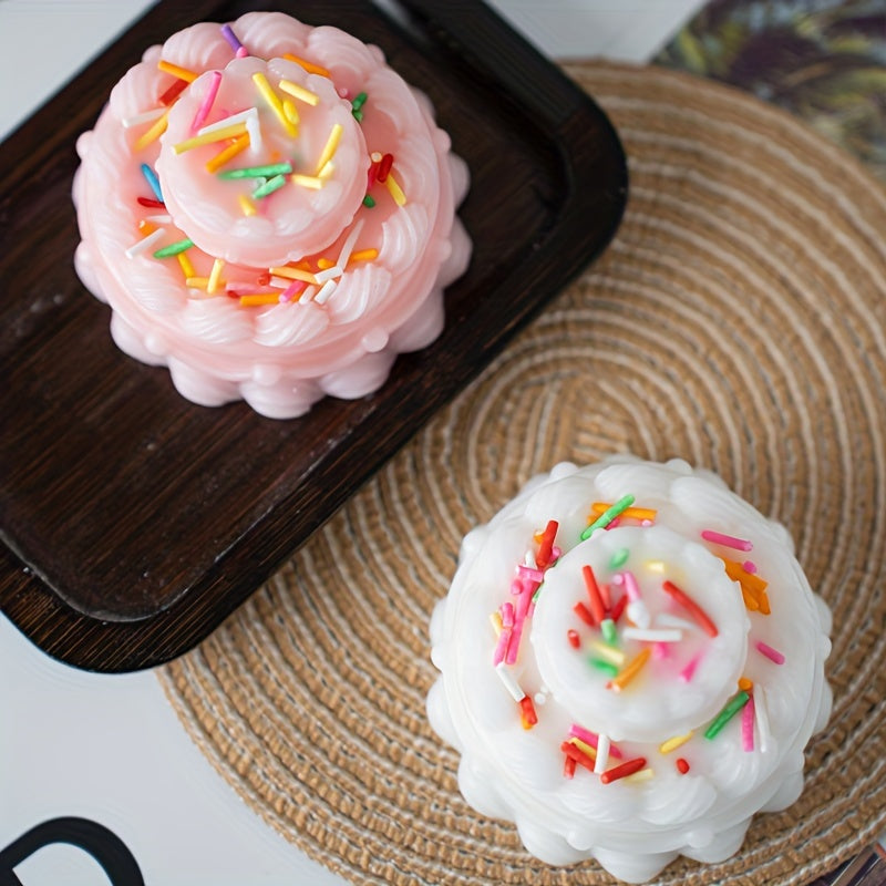 Home Decoration Ornaments Double Layer Cake Shaped Scented Candle Smokeless Soy Wax Youngsters Birthday Party Decorations Photography Props Birthday Gifts New Year Gifts Christmas Gift