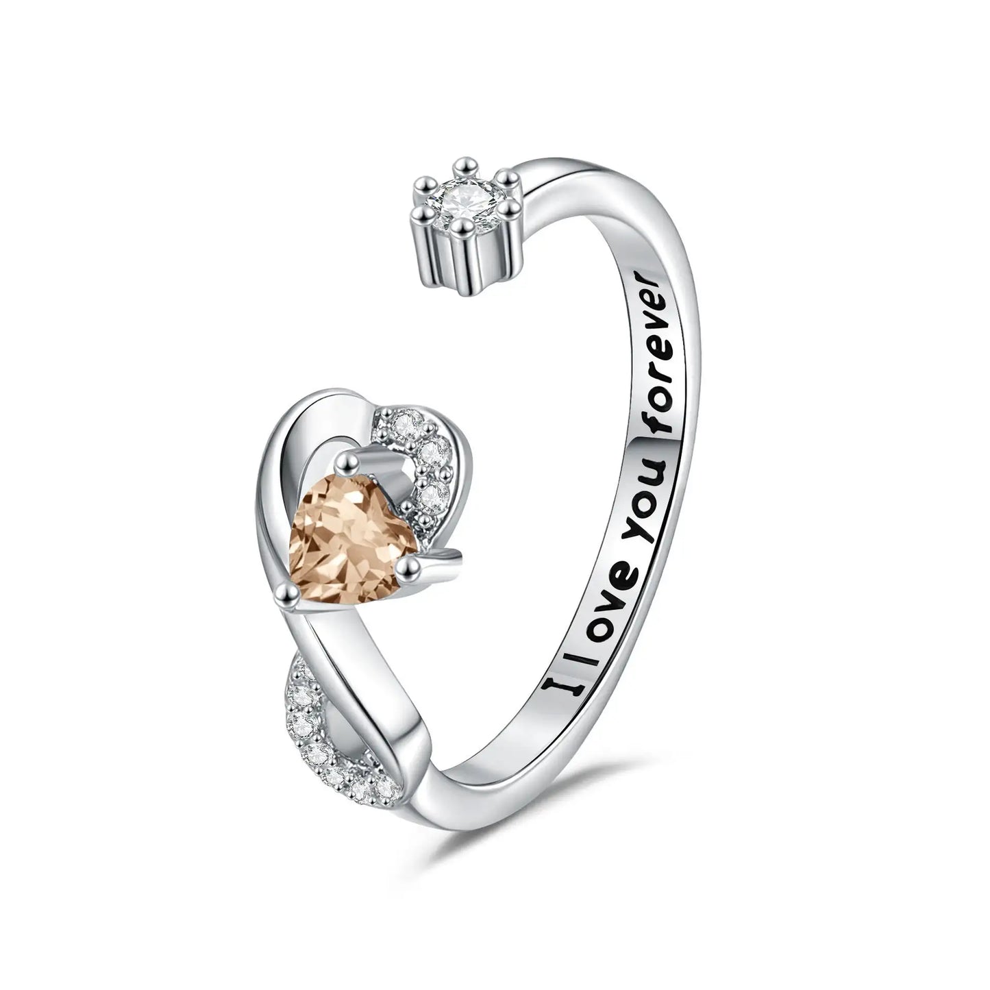 Heart-shaped Birthstone Women's Ring Fashion