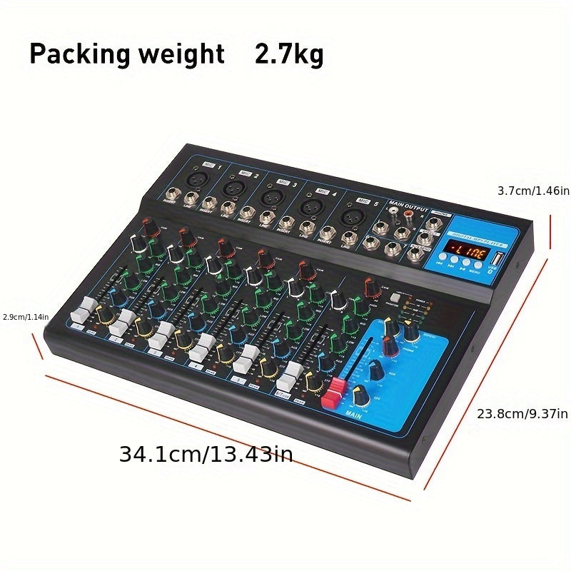 NXG GH7 Mixer Portable USB DJ Mixing Console 7 Channel Band Mixer DJ Mixer MP3 Jack Computer Recording Power Supply Black - Premium  from Lizard Vigilante - Just $55.99! Shop now at Lizard Vigilante