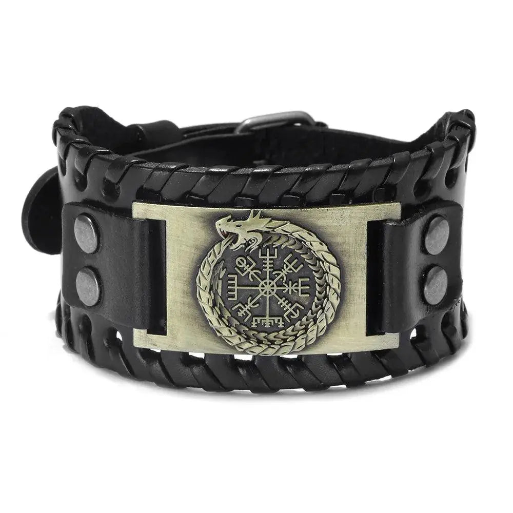 New Trendy Wide Leather Pirate Compass Bracelet Men's Bracelet Fashion Metal Compass Pattern Bracelet Accessories Party Jewelry - Premium Accessories from Lizard Vigilante - Just $17.99! Shop now at Lizard Vigilante