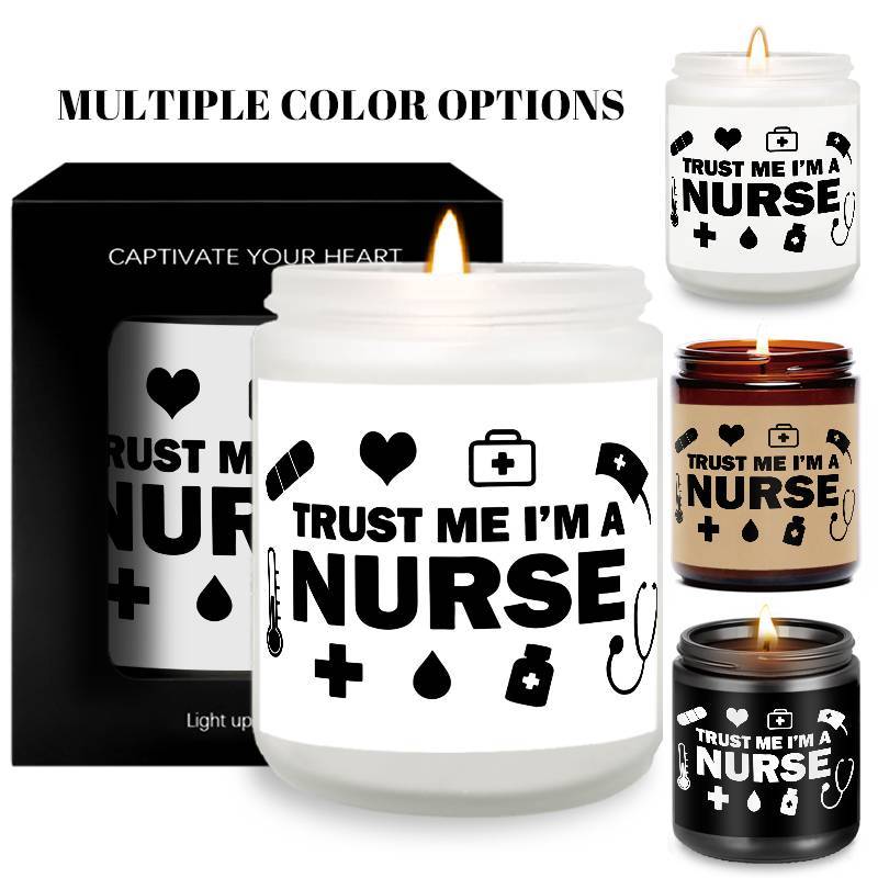1pc Lavender Scented Candle 5.3oz - "Trust Me, I'm a Nurse" Design with Medical Symbols | Heartfelt Gift for Nurses, Nurse Appreciation, Graduation, Birthdays, Christmas | Soy Wax, Glass Container
