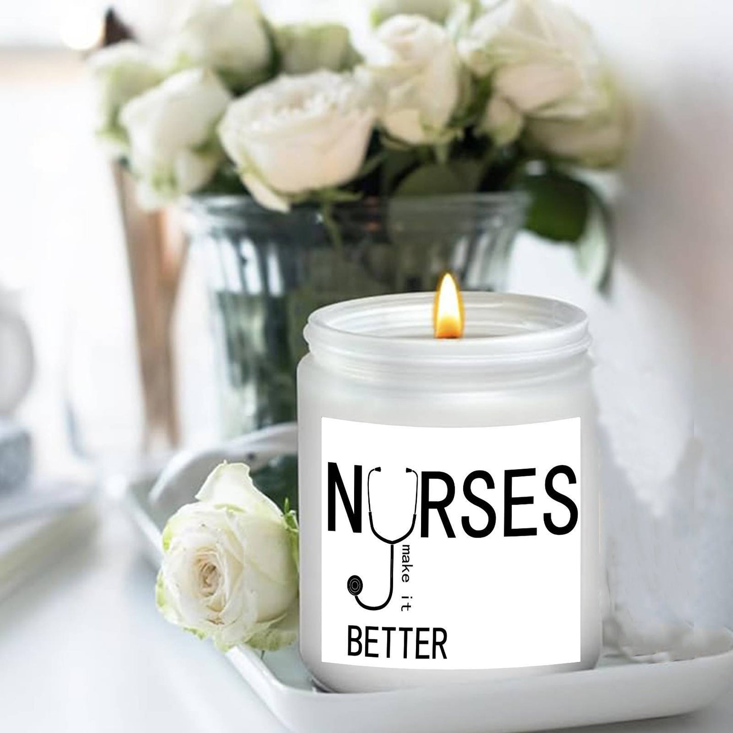 Lavender Scented Candle 5.3oz - Perfect Nursing Appreciation Gift for Men & Women, Ideal for Nurse Practitioners, Paramedics, Students - Unique Present for Birthdays, Thanksgiving, Graduation