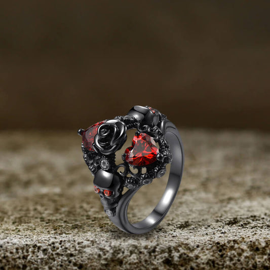 Dark Skull Zircon Brass Gothic Ring