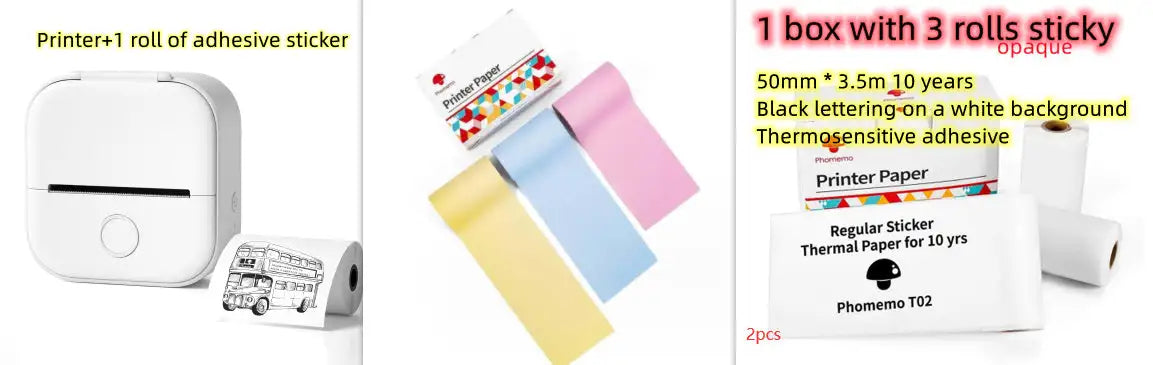 Portable Mini Printer for Students and Hobbyists, Bluetooth Thermal Label Printer