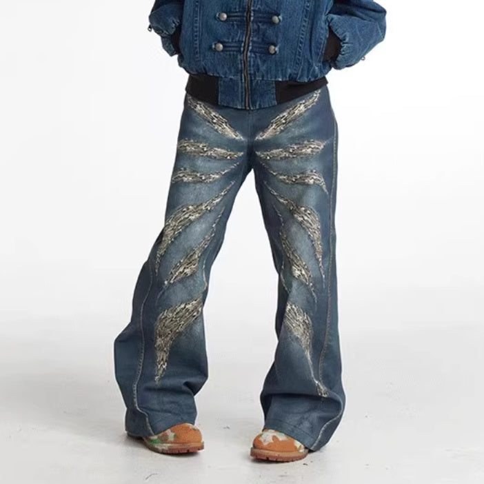 Original Digital 3D Full Printed Leopard Print Loose Jeans